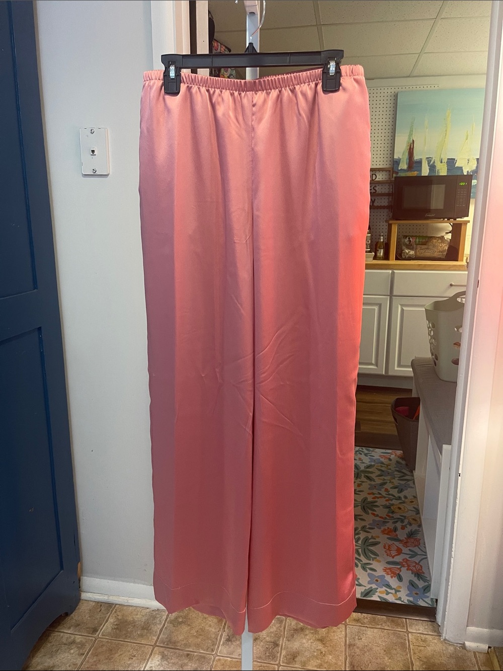 a new day Coral Pink Wide-Leg Satin Pants